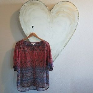 Skies Are Blue sheer boho blouse